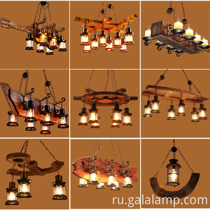 Винтажный промышленное деревянное подвесное освещение для бара и кафе